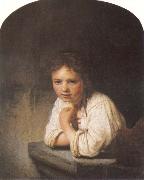 REMBRANDT Harmenszoon van Rijn A Young Girl Leaning on a Window Sill Germany oil painting artist